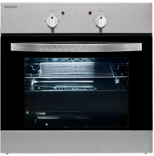 Exquisit EBE 555-1.1 EEK: A Einbaubackofen, 60 cm breit, 62 Liter, Ober-/Unterhitze, inox