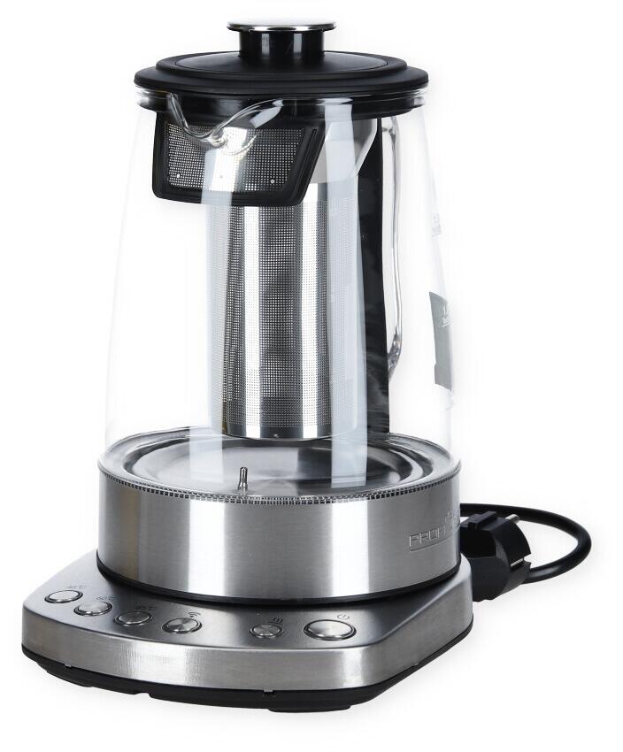 ProfiCook PC-WKS 1167 G Tee-Wasserkocher, 1,5l, 2200 W, Elektronische Temperatureinstellung, Warmhaltefunktion, edelstahl/glas (501167)