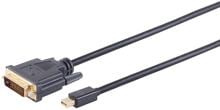 S-CONN Mini Displayportkabel 1.2/DVI D 24+1 Stecker, 3m, schwarz (10-55045)
