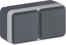 Hager WNC126 internationale Aufputzsteckdose IP55 W.1, 2-fach, FR/BE, waag., Berührungsschutz, 4 Einf., grau