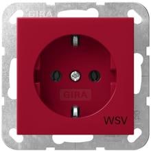 Gira 4188108 SCHUKO-Steckdose, 16A, 250V~, mit roter Abdeckung, Aufdruck WSV, System 55, rot