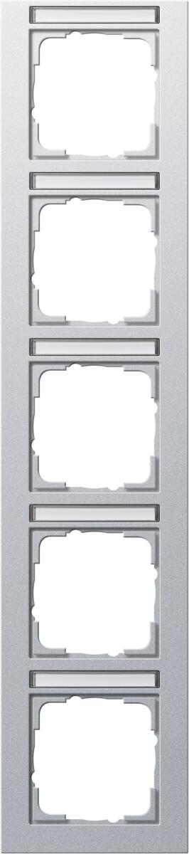 Abdeckrahmen, bruchsicher, beschriftbar, sprühnebeldicht 5fach senkrecht Gira 111525