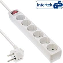 InLine® Steckdosenleiste, 6-fach Schutzkontakt, mit Schalter, 1,5m, weiß (16461T)