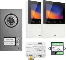 Grothe Comfort Plus-Videoanlagen-Set 2VOICE-Technologie für ein Zweifamielienhaus Systembus mit nur 2 echten Leitungen, grau (SET 1784/726)
