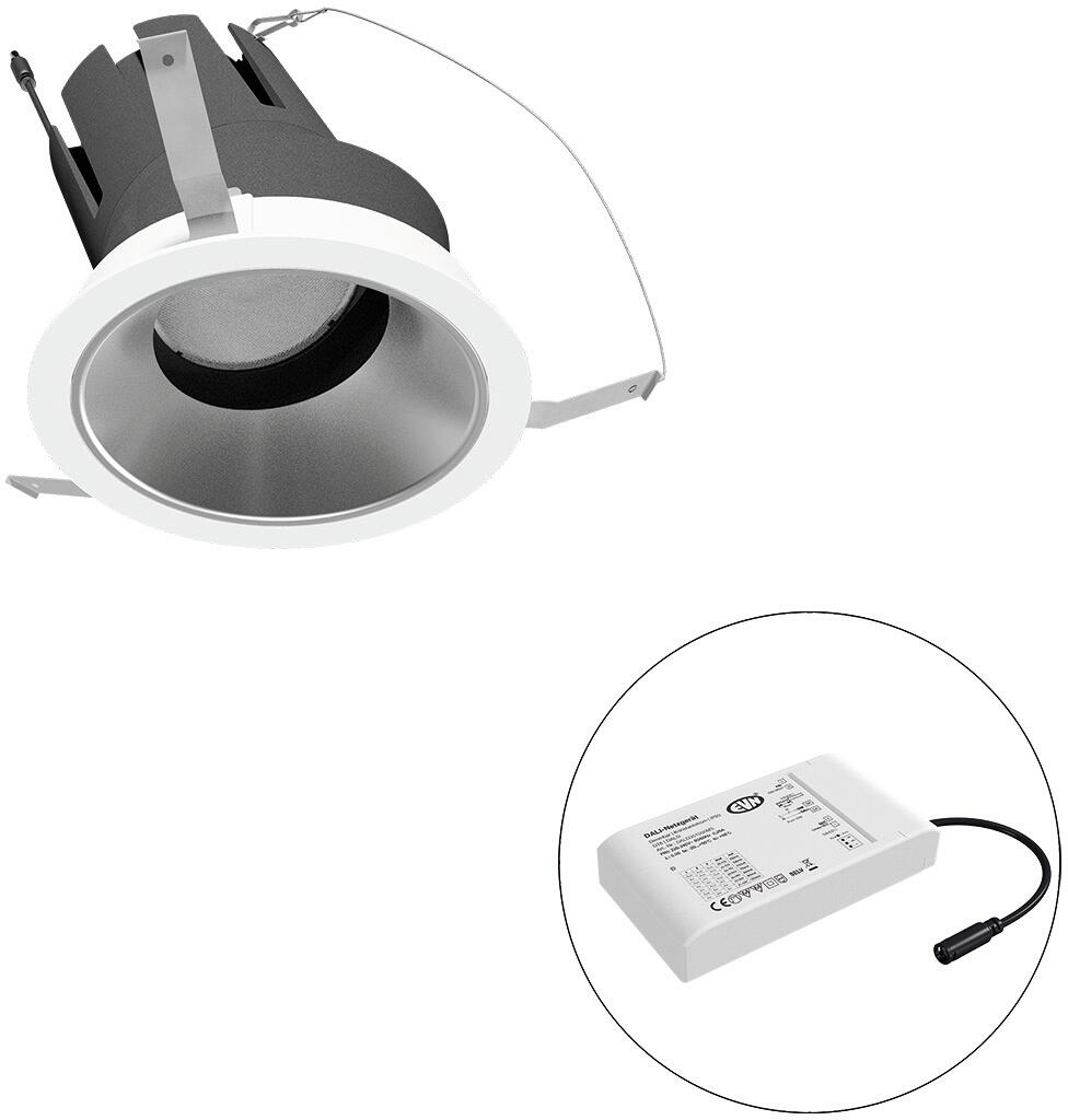 EVN SELECTO LED Deckeneinbau, rund, dreh-/schwenkbar, IP20, 220-240V/AC, 38W, 3000K, 4433lm, inkl. Netzgerät, DALI, Reflektor silber/matt, 32.286,00cd
