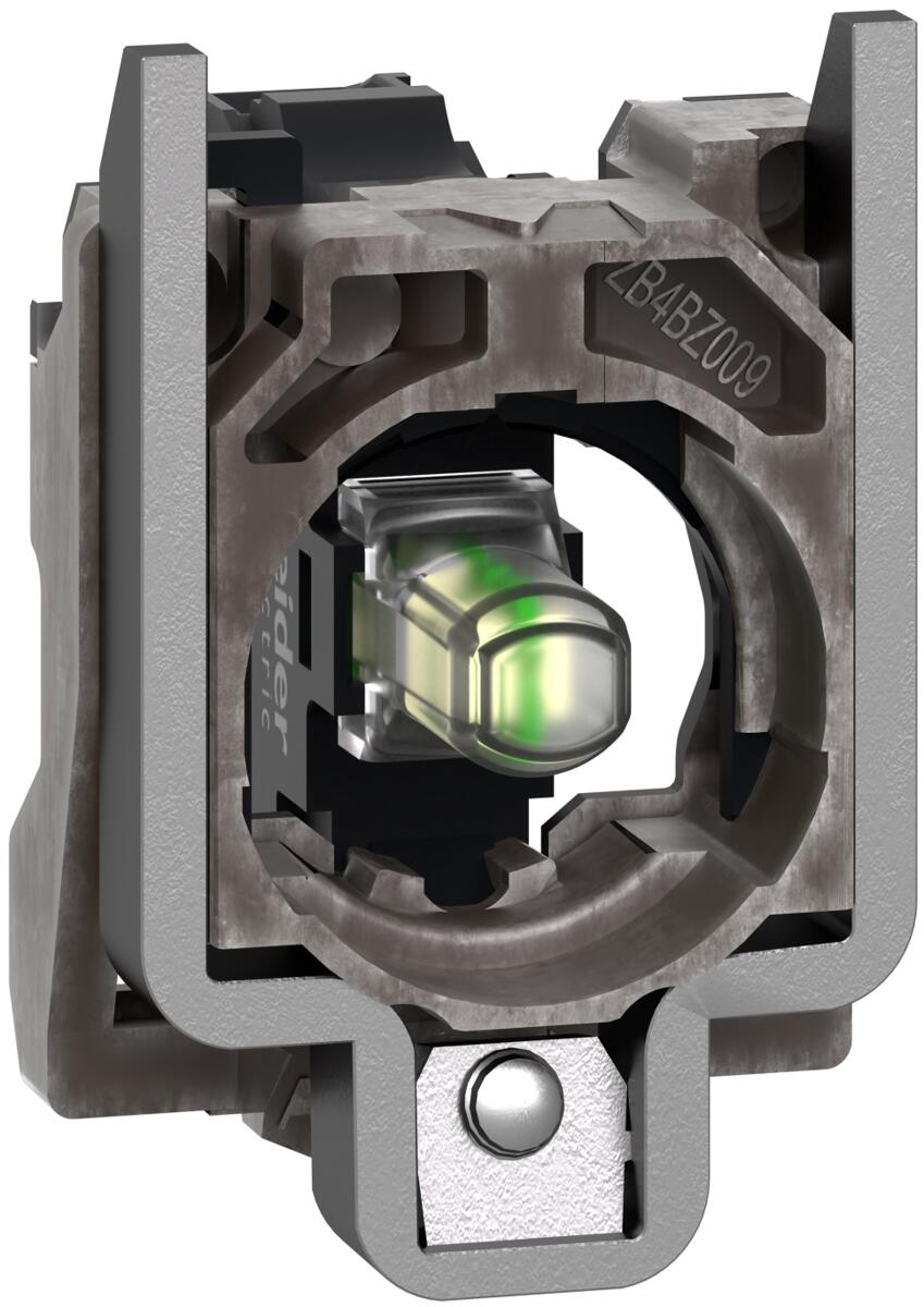 Schneider Electric ZB4BVB1 Lampenfassung mit Befestigungsflansch, Harmony XB4, Metall, universelle LED, Schraubklemme, 24V ACDC, weiß