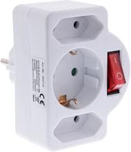 InLine Steckdosenadapter, SK Stecker an 2xEuro+1x SK, mit Schalter, weiß (16471C)