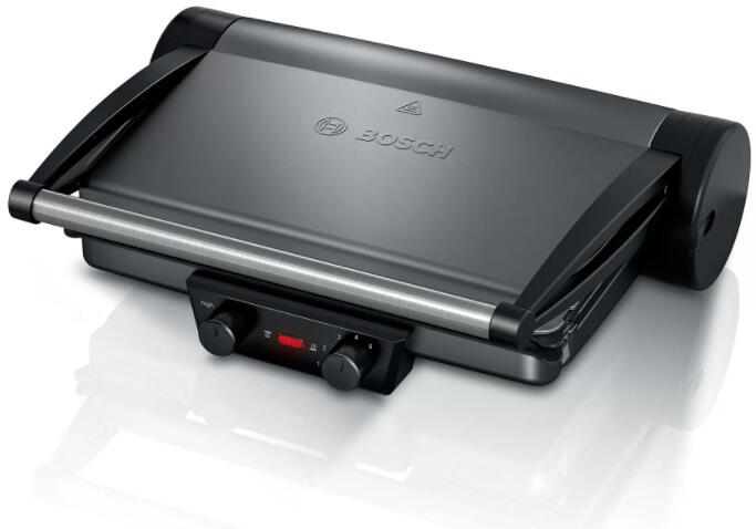Bosch TCG4215 Tischgrill, 2000W, schnelles Aufheizen, konstante Wärmeleistung, Stufenlose Temperaturregelung, silber