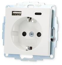 2USB inCharge PRO 55 Schutzkontakt-Steckdose, USB A/C, 55x55mm, UP, reinweiß glänzend (107230)