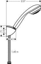 hansgrohe Crometta 85 Duschkopfhalterungset 1 Strahlart mit Duschschlauch 160 cm, Kunststoff, 16 l/min, 85 mm, Chrom, (27577000)