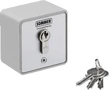 Sommer Schlüsseltaster Aufputz, IP54, Profilhalbzylinder ABUS, 1-Kontakt tastend, 3 Schlüssel, silber (S12758-00001)
