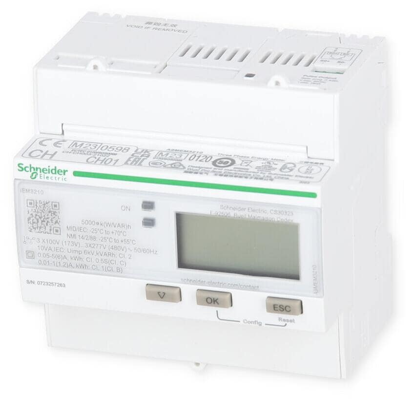 Schneider Electric A9MEM3210 Energiezähler, 3-phasig, 5A, mit Teilzähler, S0-Impuls, MID konform