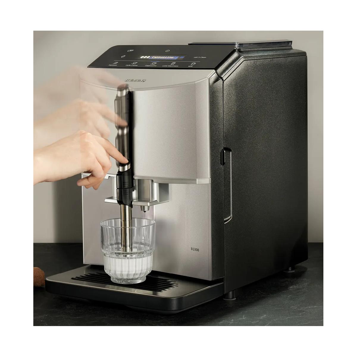 Siemens TF303E07 Kaffeevollautomat 1300 metallic W, silver Reinigungssystem, Elektroshop automatisches Inox Wagner