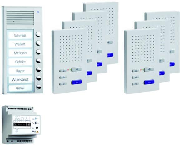 TCS PPAF07-EN/02 vorkonfigurierte Türsprechanlage für 7 Wohneinheiten, Aufputz, Freisprecher