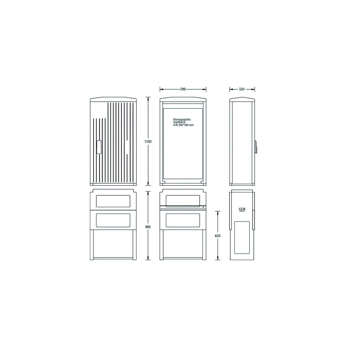 Uesa 6010-0101.43 Normschrank, IP44, 2000x590x320mm