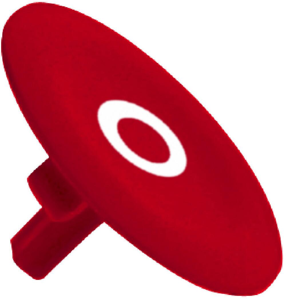 Schneider Electric ZBA432 Tastenschild, weiße Beschriftung O, für runden Drucktaster, Ø22, rot