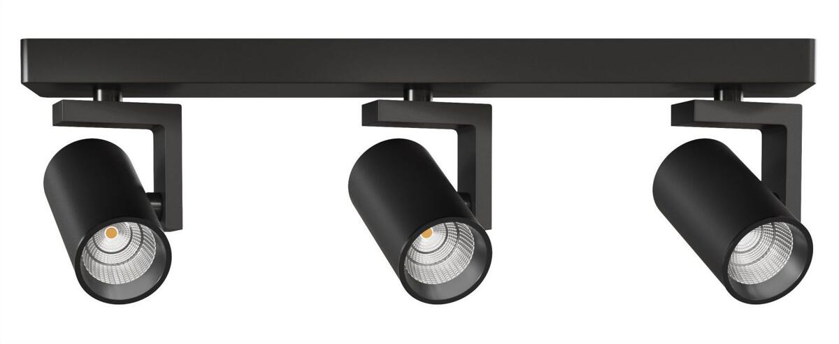 Beneito Faure VOLT Deckenleuchte, Rund, 3-flammig, 24W, 100/277V, 1700Lm, 38°, SWITCH 2.700K/3.200K/4.000K, CRI90, IK06, IP20, schwarz