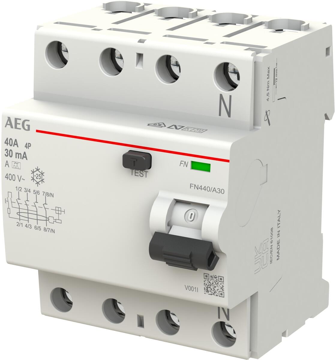 AEG FI-Schutzschalter A 4p 440V 40A 0,03A 4TE REG (2CSF704156R1400)