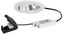 Brumberg BB03 LED-Einbaustrahlerset mit LED-Modul und Konverter Phasenabschnitt dimmbar mit Anschlussbox, 6W, 630lm, 3000K, rund, schwenkbar
