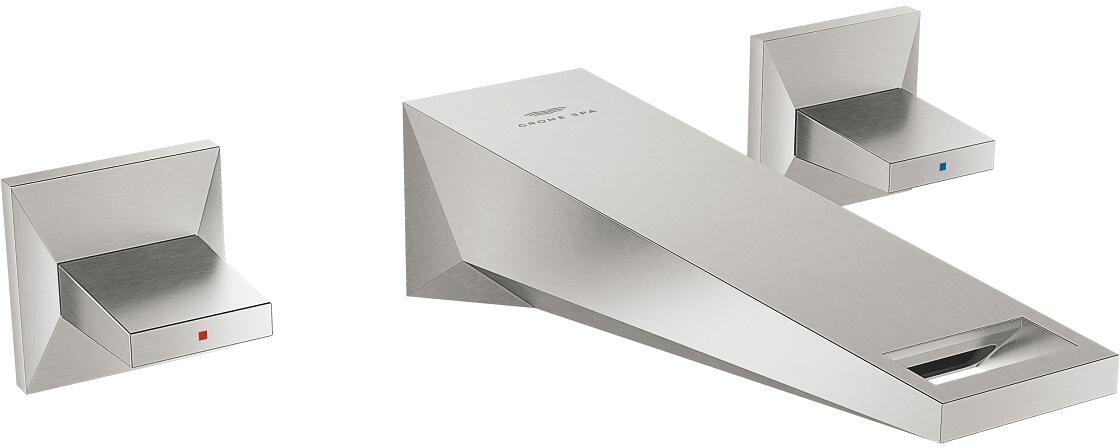 GROHE Allure Brilliant 3-Loch-Waschtischbatterie, 1/2′′, Ausladung 161 mm, Wandmontage, supersteel (20628DC0)