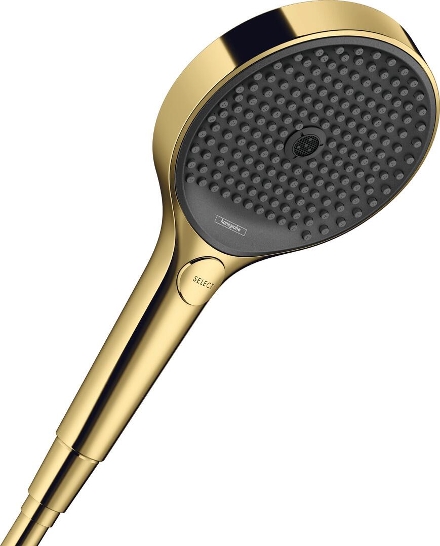 hansgrohe Rainfinity Duschkopf 130 3 Strahlarten wassersparend, Kunststoff, 8,5 l/min, 130 mm, Polished Gold Optic, (26865990)