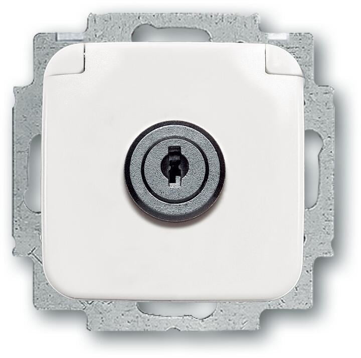 Busch-Jaeger 20 EUKSL-214 SCHUKO Steckdosen-Einsatz mit Klappdeckel und Schloss, Reflex SI, alpinweiß (2CKA002018A1289)