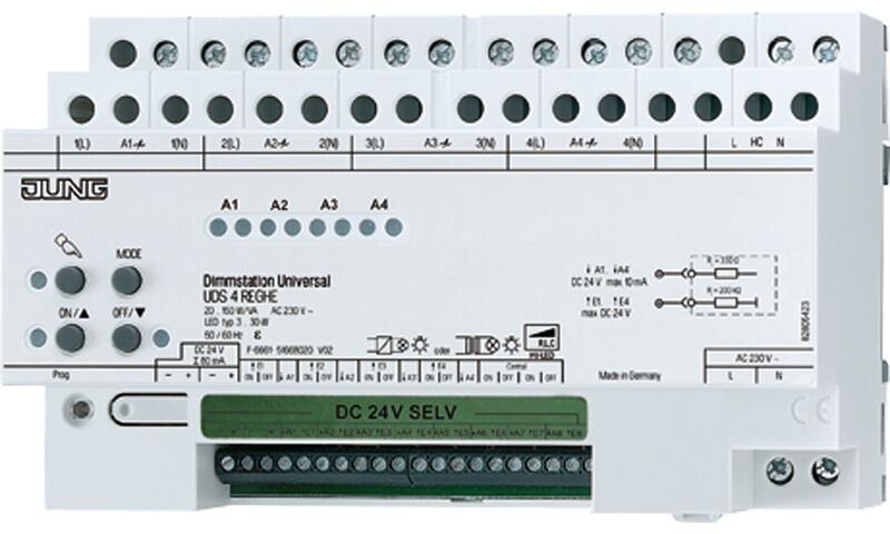 LED-Universal-Dimmstation 4fach, REG-Gehäuse 8 TE, Jung UDS 4 REGHE