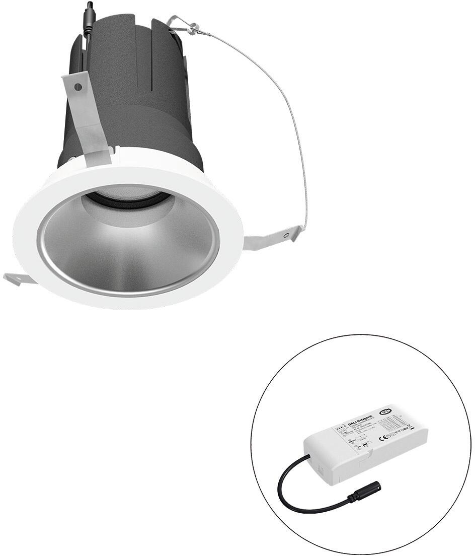 EVN SELECTO LED Deckeneinbau, rund, drehbar, IP20, 220-240V/AC, 18W, 3000K, 2100lm, inkl. Netzgerät, DALI, Reflektor silber/matt, 15.295,00cd, mediums
