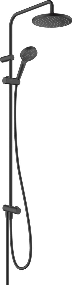 hansgrohe Vernis Blend Duschsystem 200 1 Strahlart wassersparend Reno, Kunststoff, 6,8 l/min, 205mm, mattschwarz (26099670)