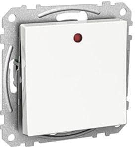 Elso WDE002146 Taster beleuchtet, 16A, Steckklemme, mit Wippe, Exxact, weiß