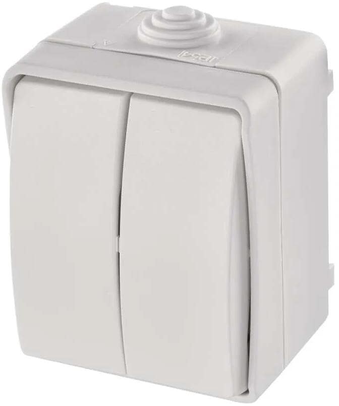 EMOS A1398.4 Wechselschalter n.5, IP54, 2 Tasten, weiß (1950011204)