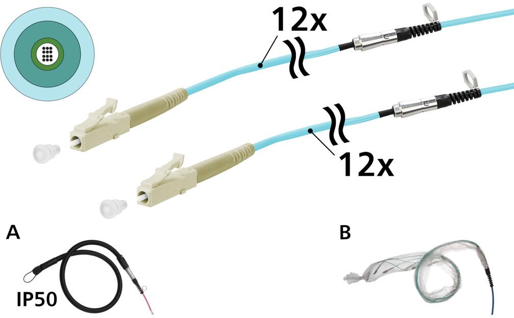 METZ CONNECT OpDAT VIK Universalkabel 12xOM3, LC-LC, 75 m, einseitige Einziehhilfe IP50, Klasse Eca ( 152U125JJ5075G )