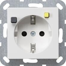 Gira 267703 FI-Schutzsteckdose 30 mA mit integriertem erhöhten Berührungsschutz (Shutter) und Symbol, reinweiß glänzend