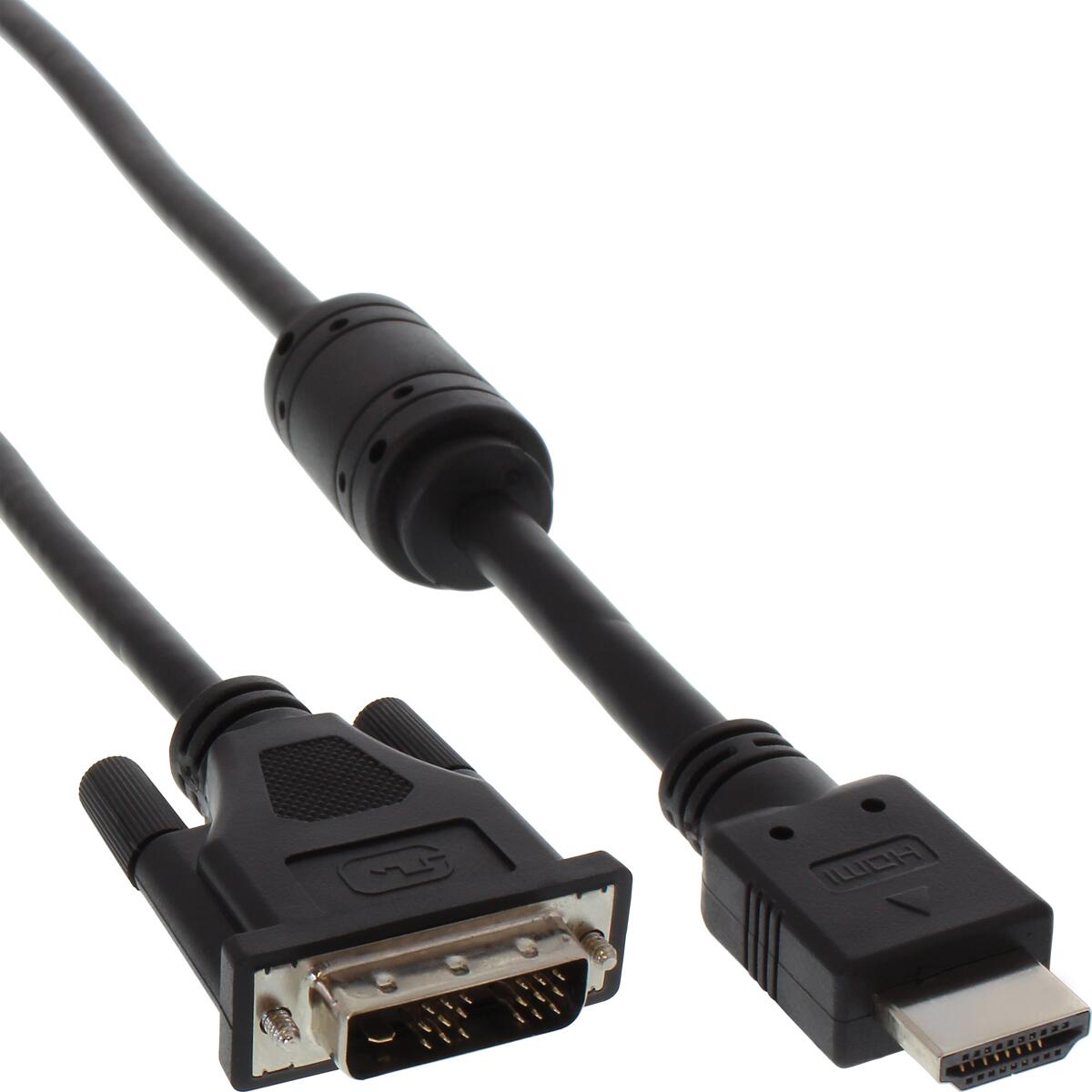 InLine HDMI-DVI Adapterkabel, 19pol Stecker auf 18+1 Stecker, mit Ferrit, 1,8m (17662)