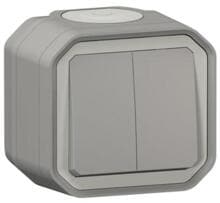 Legrand Plexo New Feuchtraum-Aufputz Serienschalter 10 AX, Steckklemmen (SL), IP 55, grau (069714L)