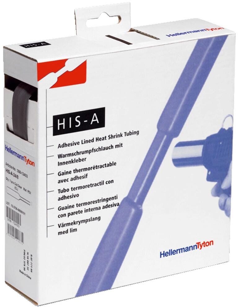 Hellermann 308-11800 Warmschrumpfschlauch, 3:1 (18/6 mm), mit Innenkleber, 4 m, schwarz