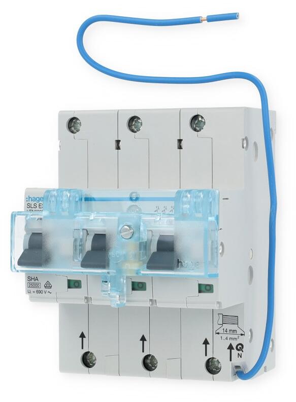Hager HTN335E SLS Schalter 3-Polig, E-Charakteristik, 35A, für Hutschienenmontage