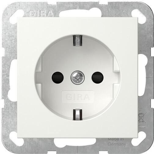Gira 498103 SCHUKO Steckdose, Shutter, PE 6 mm², System 55, Reinweiß glänzend
