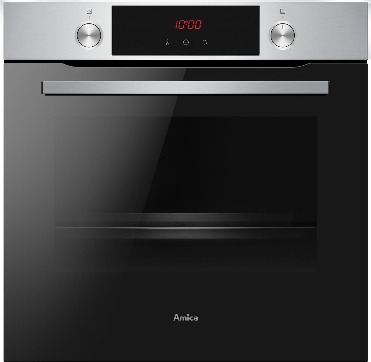 Amica EBPX 945 600 E EEK: A+ XXL Einbaubackofen, 60 cm breit, 77 L, 3 Pyrolyseprogramme, RapidWarmUp, versenkbare Knebel, Timer, Halogenbeleuchtung, E