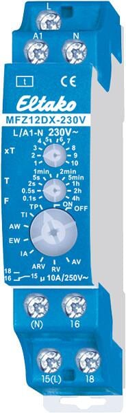 Eltako MFZ12DX-230V Analog einstellbares Multifunktions-Zeitrelais, 1 Wechsler, 10A (23001007)