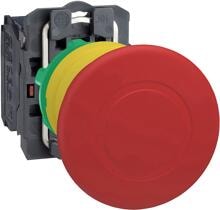 Schneider Electric XB5AT842 Harmony XB5, Not-Aus/Not-Halt-Schalter, Kunststoff, Zugentriegelung, 22mm, Pilz 40mm, 1Ö, rot