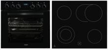 Exquisit EHE285-HBZ-020 EEK: A Einbau Herdset mit Glaskeramikkochfeld, 59 cm breit, 75 L, 9 Funktionen, Grill, Pizzafunktion, Timer, schwarz