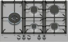 Neff T27CIS8N0 N70 Gaskochfeld, 75 cm breit, Elektrische Einhand-Taktfunkenzündung, Edelstahl