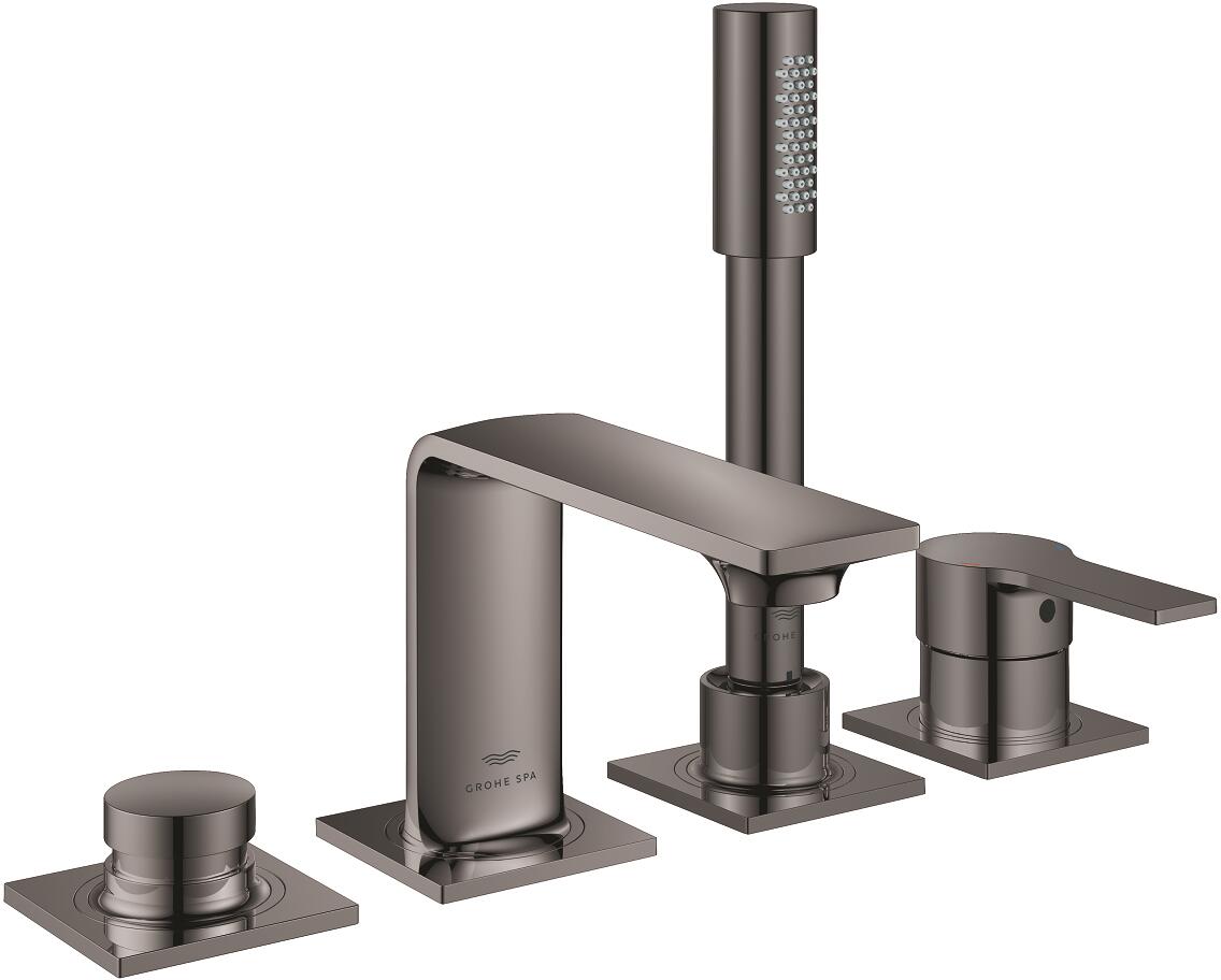 GROHE Allure 4-Loch Einhand-Wannenkombination, für Fliesenbankmontage, mit Einhandmischer-Bedienelement, Umstellung Wanne/Brause, Sena Handbrause, Bra