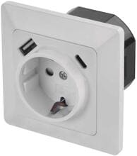 EMOS A6000.5 Steckdose mit USB A+USB C, weiß (1906010512)