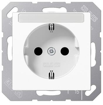 Jung A1520BFKINAWW Schuko Steckdose 16A 250V Thermoplast hochglänzend, mit Schriftfeld, alpinweiß