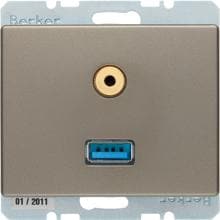 Berker 3315399011 USB/3,5 mm Audio Steckdose, Arsys, hellbronze matt, lackiert