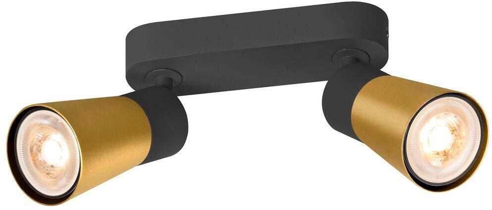 SLV PURI 2.0 CONE Decken- und Wandaufbauleuchte, 2x max.6W, GU10, schwarz/gold (1008366)