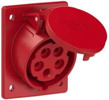 PCE CEE-Anbausteckdose, 16A, 5p, 6h, IP44/IP54 TT, 80x97mm, schräg, rot (415-6tt)