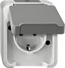 Merten MEG2300-8029 SCHUKO-Steckdose, Aquastar, 16 A, AC 250 V, Berührungsschutz, Steckklemme, lichtgrau